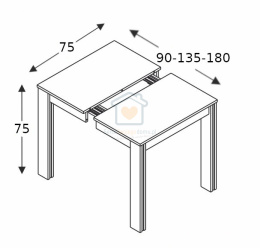 Stół kchenny rozkładany 75x90-135-180