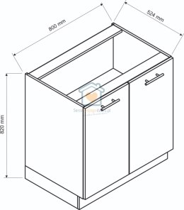 Granatowa szafka kuchenna 2-drzwiowa 80 cm ADELE