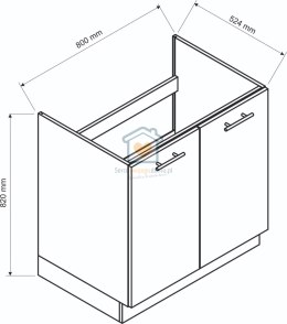 Beżowa szafka kuchenna pod zlewozmywak 80 cm ADELE