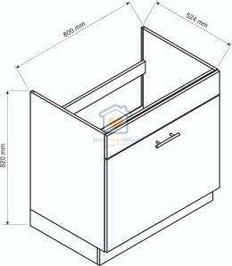 Granatowa szafka kuchenna pod zlewozmywak z szufladą 80 cm ADELE