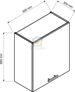 Granatowa wisząca szafka kuchenna z okapem 60 cm ADELE