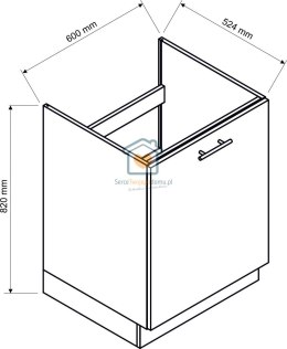 Popielata szafka kuchenna pod zlewozmywak z szufladą 60 cm KATE