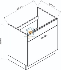 Popielata szafka kuchenna pod zlewozmywak z szufladą 80 cm KATE