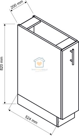 Biała szafka kuchenna z koszem cargo 20 cm KATE