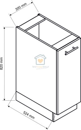 Biała szafka kuchenna z koszem cargo 30 cm KATE