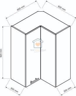 Biała wisząca narożna szafka kuchenna 60x60 cm KATE