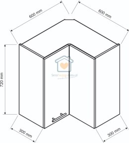 Biała wisząca narożna szafka kuchenna 60x60 cm KATE