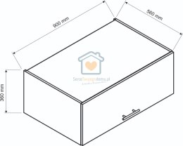 Biała wisząca szafka kuchenna nadstawka 90 cm KATE