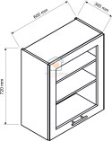 Biała wisząca witryna kuchenna 1-drzwiowa 60 cm KATE