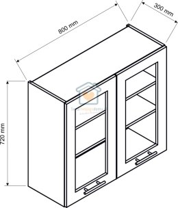 Biała wisząca witryna kuchenna 2-drzwiowa 80 cm KATE