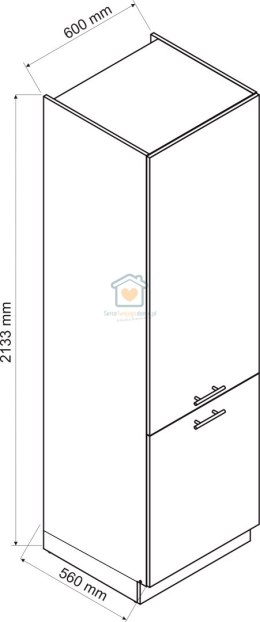 Biały słupek kuchenny do zabudowy lodówki 60 cm KATE