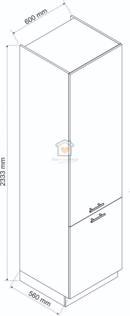 Biały słupek kuchenny z pólkami 60 cm KATE