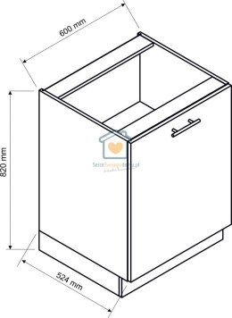 Szara szafka kuchenna 1-drzwiowa 60 cm KATE