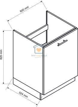 Szara szafka kuchenna 1-drzwiowa pod płytę 60 cm KATE