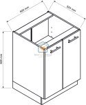 Szara szafka kuchenna 2-drzwiowa 60 cm KATE