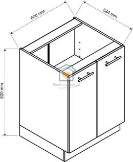 Szara szafka kuchenna 2-drzwiowa 60 cm KATE