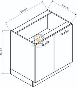 Szara szafka kuchenna 2-drzwiowa 80 cm KATE