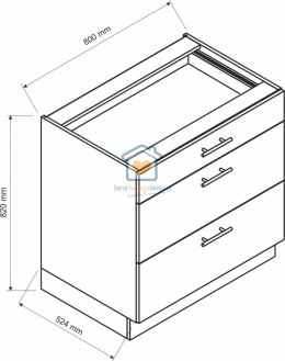 Czarna szafka kuchenna z szufladami 80 cm KATE