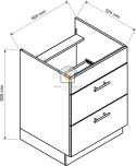 Szara szafka kuchenna z szufladami pod płytę 60 cm KATE