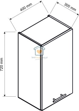 Szara wisząca szafka kuchenna 1-drzwiowa 40 cm KATE