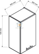 Czarna wisząca szafka kuchenna 1-drzwiowa 40 cm KATE