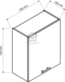 Popielata wisząca szafka kuchenna 1-drzwiowa z ociekaczem 80 cm KATE