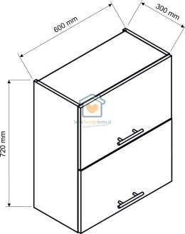 Szara wisząca szafka kuchenna 2-drzwiowa 60 cm KATE