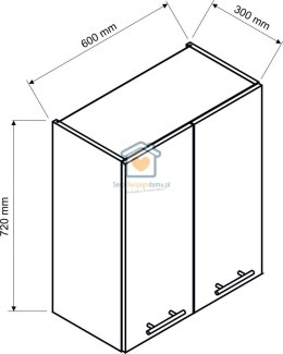 Czarna wisząca szafka kuchenna 2-drzwiowa 60 cm KATE