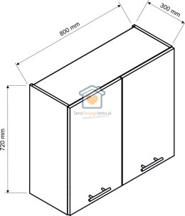 Szara wisząca szafka kuchenna 2-drzwiowa 80 cm KATE