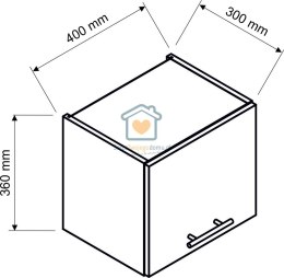 Szara wisząca szafka kuchenna nadstawka 40 cm KATE