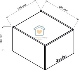 Popielata wisząca szafka kuchenna nadstawka 50 cm KATE