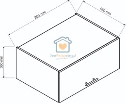 Szara wisząca szafka kuchenna nadstawka 80 cm KATE