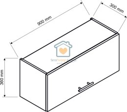 Czarna wisząca szafka kuchenna nadstawka 90 cm KATE