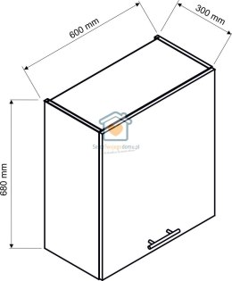 Czarna wisząca szafka kuchenna z okapem 60 cm KATE