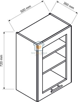 Szara wisząca witryna kuchenna 1-drzwiowa 50 cm KATE