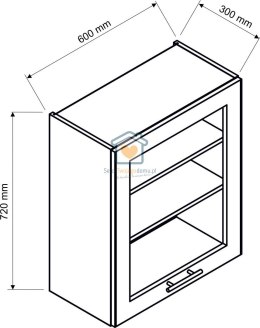 Szara wisząca witryna kuchenna 1-drzwiowa 60 cm KATE