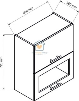 Szara wisząca witryna kuchenna 2-drzwiowa 60 cm KATE