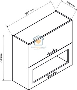 Popielata wisząca witryna kuchenna 2-drzwiowa 80 cm KATE