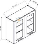 Szara wisząca witryna kuchenna 2-drzwiowa 80 cm KATE