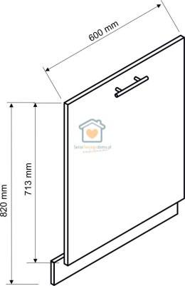 Popielaty front do zabudowy zmywarki 60 cm KATE