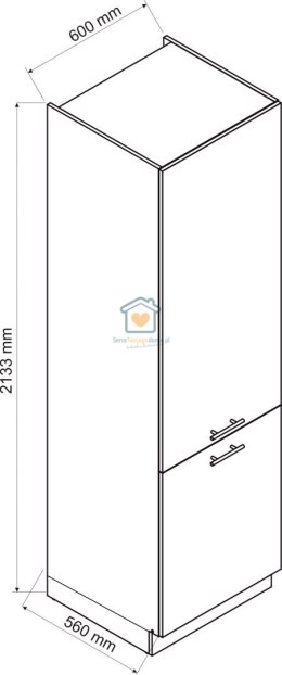 Popielaty słupek kuchenny do zabudowy lodówki 60 cm KATE