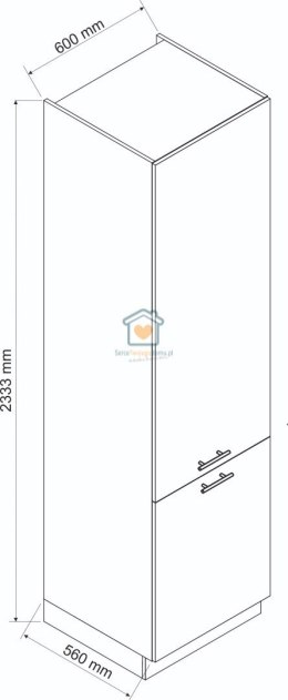 Popielaty słupek kuchenny z pólkami 60 cm KATE