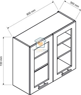 Czarna wisząca witryna kuchenna 2-drzwiowa 80 cm KATE