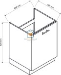 Czarna szafka kuchenna pod zlewozmywak z szufladą 60 cm ZOYA