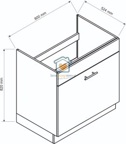 Czarna szafka kuchenna pod zlewozmywak z szufladą 80 cm ZOYA