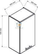 Czarna wisząca szafka kuchenna 1-drzwiowa 40 cm ZOYA