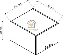 Czarna wisząca szafka kuchenna nadstawka 50 cm ZOYA