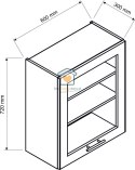 Czarna wisząca witryna kuchenna 1-drzwiowa 60 cm ZOYA