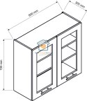 Czarna wisząca witryna kuchenna 2-drzwiowa 80 cm ZOYA