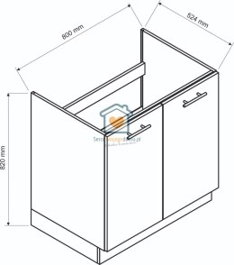 Dąb halifax szafka kuchenna pod zlewozmywak 80 cm ZOYA